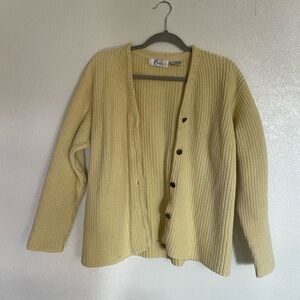 Vintage Butter Yellow Cotton Button Cardigan